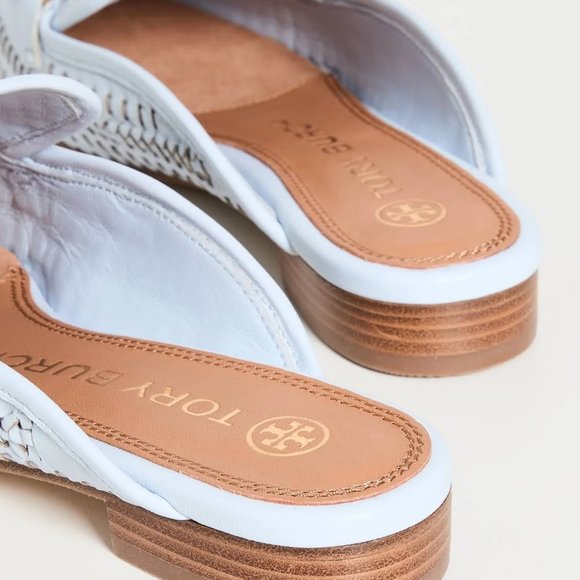 Tory Burch $348 Jessa Woven Backless Loafer Icy Blue Crisp 6 - Picture 11 of 15